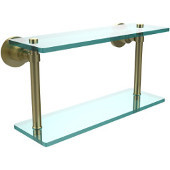  Washington Square Collection 16'' Double Glass Shelf, Premium Finish, Satin Brass