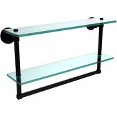 Washington Square Collection 22 Inch Two Tiered Glass Shelf with Integrated Towel Bar, Matte Black