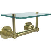  Washington Square Collection Two Post Toilet Tissue Holder with Glass Shelf, Satin Brass
