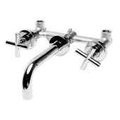 ALFI brand 8'' Widespread Wall Mounted Cross Handle Faucet in Polished Chrome, 8-1/8'' W x 5-5/8'' D, Spout Reach: 8-1/4'' D