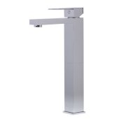  Polished Chrome Tall Square Single Lever Bathroom Faucet, Height: 12-5/8'' H, Spout Height: 10-1/2'' H, Spout Reach: 5-1/4'' D