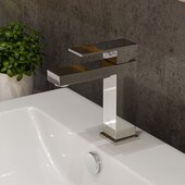 Polished Chrome Square Single Lever Bathroom Faucet, Height: 6-3/4'' H, Spout Height: 4-3/4'' H, Spout Reach: 4-1/2'' D