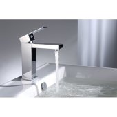  Polished Chrome Square Single Lever Bathroom Faucet, Height: 6-3/4'' H, Spout Height: 4-3/4'' H, Spout Reach: 4-1/2'' D