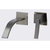  Brushed Nickel Single Lever Wall Mount Bathroom Faucet, Spout Reach: 6-1/4'' D
