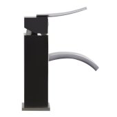  Brushed Nickel Square Body Curved Spout Single Lever Bathroom Faucet, Height: 7'' H, Spout Height: 2-5/8'' H, Spout Reach: 4-1/8'' D