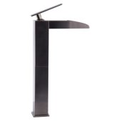  Brushed Nickel Single Hole Tall Waterfall Bathroom Faucet, Height: 12-3/8'' H, Spout Reach: 5-3/4'' D