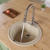  Biscuit 20'' Drop-In Round Granite Composite Kitchen Prep Sink, 20'' Diameter x 8'' H