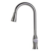  Traditional Solid Brushed Stainless Steel Pull Down Kitchen Faucet, 19-1/8'' H