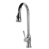  Traditional Solid Polished Stainless Steel Pull Down Kitchen Faucet, 19-1/8'' H