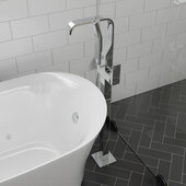  Polished Chrome Single Lever Floor Mounted Tub Filler Mixer w Hand Held Shower Head, 7-7/8'' D x 42'' H