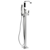 Polished Chrome Single Lever Floor Mounted Tub Filler Mixer w Hand Held Shower Head, 7-7/8'' D x 42'' H