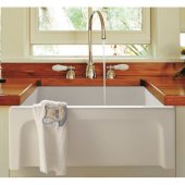  24'' White Arched Apron Thick Wall Fireclay Single Bowl Farm Sink, 23-5/8'' W x 18'' D x 10'' H