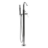  Polished Chrome Single Lever Floor Mounted Tub Filler Mixer w Hand Held Shower Head, 1-7/8'' W x 1-7/8'' D x 41'' H