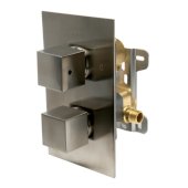 ALFI brand Square Knob 1-Way Thermostatic Shower Mixer in Brushed Nickel, 5-1/4'' W x 5-3/4'' D x 8-7/8'' H