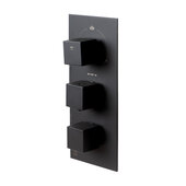 ALFI brand Black Matte 3-Way Thermostatic Valve Shower Mixer Square Knobs, 12-5/8'' W x 5-3/8'' D x 2'' H