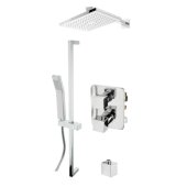 ALFI brand 2-Way Thermostatic Square Shower Set in Polished Chrome, Shower Height: 26'' H, Spout Reach: 15-7/8'' D