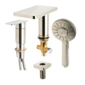 ALFI brand Deck Mounted Tub Filler with Hand Held Showerhead in Brushed Nickel, Faucet Height: 5'' H, Spout Reach: 4-3/4'' D
