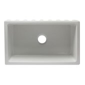  30'' White Reversible Smooth / Fluted Single Bowl Fireclay Farm Sink, 29-7/8'' W x 18-1/8'' D x 10'' H
