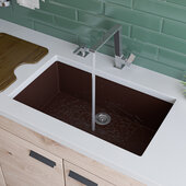 ALFI brand 30'' Undermount Single Bowl Granite Composite Kitchen Sink in Chocolate, 29-7/8'' W x 17-1/8'' D x 8-1/4'' H