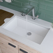  White 30'' Undermount Single Bowl Granite Composite Kitchen Sink, 29-7/8'' W x 17-1/8'' D x 8-1/4'' H