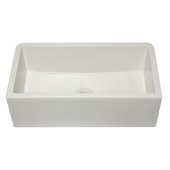  33'' Biscuit Smooth Apron Solid Thick Wall Fireclay Single Bowl Farm Sink, 32-1/4'' W x 18-1/4'' D x 10'' H