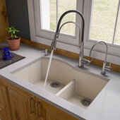  Biscuit 33'' Double Bowl Undermount Granite Composite Kitchen Sink, 33'' W x 20-3/4'' D x 9-7/8'' H