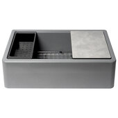 ALFI brand 33'' W Granite Composite Single Bowl Drop-In Farmhouse Kitchen Sink in Titanium with Accessories, 33'' W x 20-1/2'' D x 9-1/2'' H