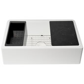 ALFI brand 33'' W Granite Composite Single Bowl Drop-In Farmhouse Kitchen Sink in White with Accessories, 33'' W x 20-1/2'' D x 9-1/2'' H