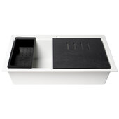 ALFI brand 33'' W Granite Composite Workstation Step Rim Single Bowl Drop-In Kitchen Sink in White with Accessories, 33-7/8'' W x 20-1/16'' D x 8-7/8'' H