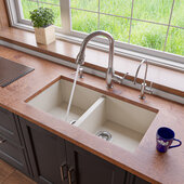  Biscuit 34'' Undermount Double Bowl Granite Composite Kitchen Sink, 33-7/8'' W x 17-3/4'' D x 8-1/4'' H