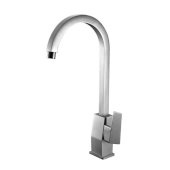  Brushed Nickel Gooseneck Single Hole Bathroom Faucet, Height: 15-31/32'' H, Spout Height: 12-1/32'' H, Spout Reach: 7'' D