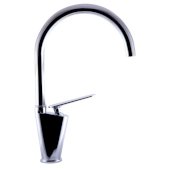  Polished Chrome Gooseneck Single Hole Bathroom Faucet, Height: 14-29/32'' H, Spout Height: 9-25/32'' D, Spout Reach: 8-31/32'' D