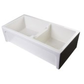  36'' Biscuit Arched Apron Thick Wall Fireclay Double Bowl Farm Sink, 36'' W x 18-1/8'' D x 10'' H