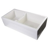  36'' Biscuit Smooth Apron Thick Wall Fireclay Double Bowl Farm Sink, 36'' W x 18-1/8'' D x 10'' H