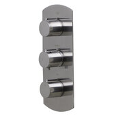 Brushed Nickel Concealed 3-Way Thermostatic Valve Shower Mixer Round Knobs, 5-3/8'' W x 12-1/2'' H