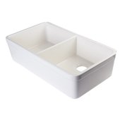  Biscuit 32'' Double Bowl Lip Apron Fireclay Farmhouse Kitchen Sink with 1-3/4'' Lip, 31-3/4'' W x 17-3/4'' D x 8'' H