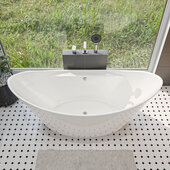  68'' White Oval Acrylic Free Standing Soaking Bathtub, 67-3/4'' W x 29-1/8'' D x 29-1/8'' H