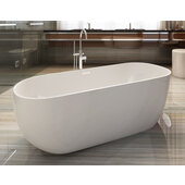  59'' White Oval Acrylic Free Standing Soaking Bathtub, 59'' W x 28'' D x 22-7/8'' H