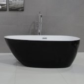 ALFI brand 59'' Black & Oval Acrylic Free Standing Soaking Bathtub in Black, 59'' W x 29-1/2'' D x 22-7/8'' H