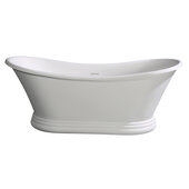 ALFI brand 63'' White Matte Pedestal Solid Surface Resin Bathtub, 63-3/8'' W x 29-1/2'' D x 25-5/8'' H
