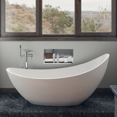  73'' White Solid Surface Smooth Resin Soaking Slipper Bathtub, 73-3/4'' W x 30-3/4'' D x 36-1/2'' H