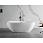 ALFI brand 59'' White Oval Solid Surface Resin Soaking Bathtub, 59-1/8'' W x 29-1/8'' D x 22-1/2'' H