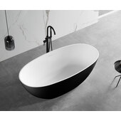 ALFI brand 59'' Black & White Matte Oval Solid Surface Resin Soaking Bathtub, 59-1/8'' W x 29-1/8'' D x 22-1/2'' H