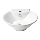 ALFI brand White Round Wall Mounted Ceramic Sink with Faucet Hole, 16-7/8'' Diameter x 6-1/2'' H
