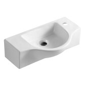 ALFI brand White 18'' Small Wall Mounted Ceramic Sink with Faucet Hole, 17-3/4'' W x 9-7/8'' D x 4-3/4'' H