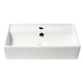 ALFI brand White 22'' W Rectangular Wall Mounted Ceramic Sink with Faucet Hole, 21-3/8'' W x 12-1/4'' D x 4-7/8'' H