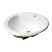 ALFI brand White 21'' W Round Drop In Ceramic Sink with Faucet Hole, 20-7/8'' W x 17-1/2'' D x 7-5/8'' H
