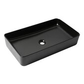 ALFI brand Black Matte 24'' W Modern Rectangular Above Mount Ceramic Sink, 24'' W x 13-5/8'' D x 4-3/8'' H
