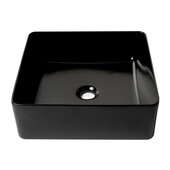 ALFI brand Black Matte 16'' W Modern Square Above Mount Ceramic Sink, 15-1/8'' W x 15-1/8'' D x 5-1/8'' H