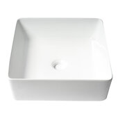 ALFI brand White 16'' W Modern Square Above Mount Ceramic Sink, 15-1/8'' W x 15-1/8'' D x 5-1/8'' H